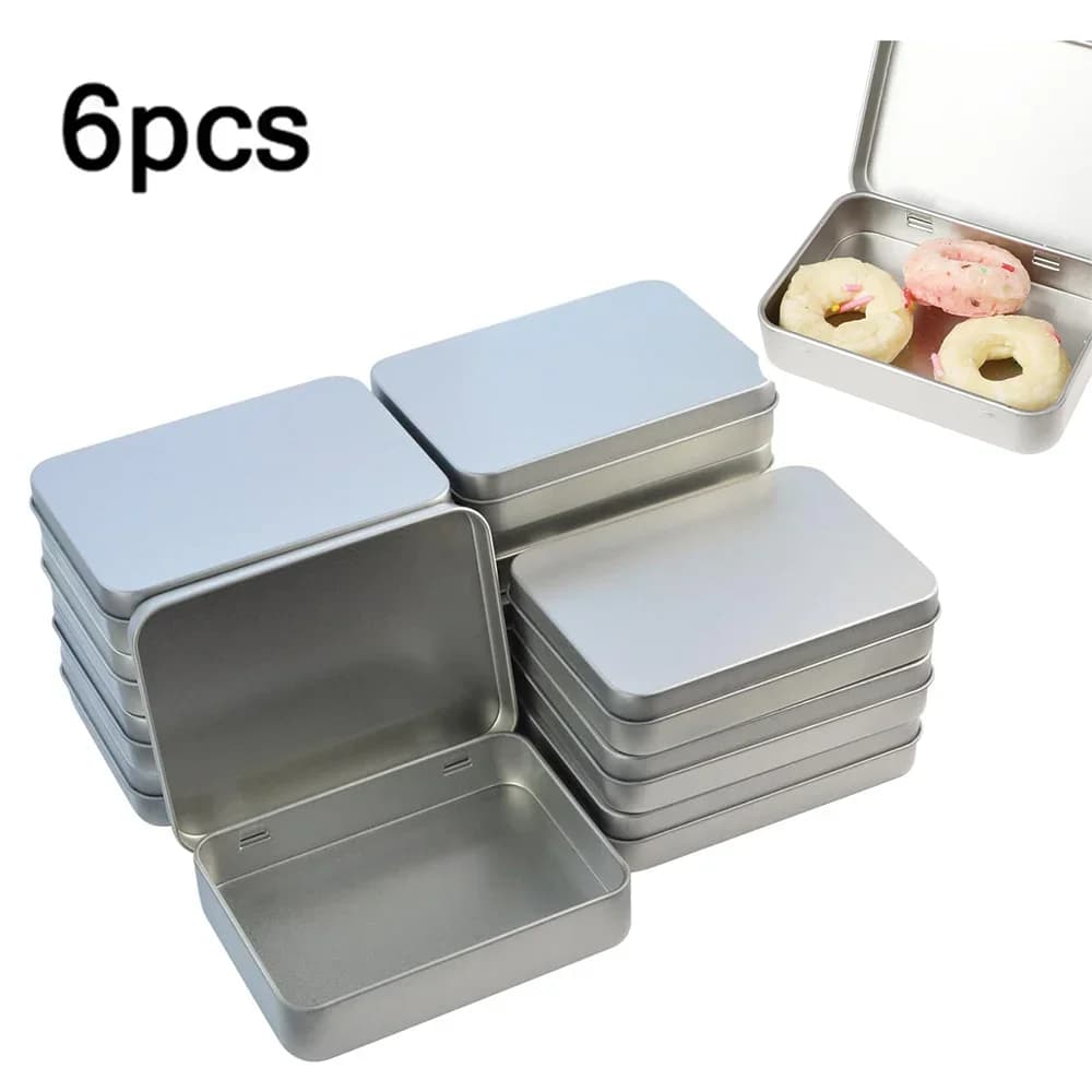 Set da 6 Scatole di Latta con Cerniera Mini Contenitori Portatili in Metallo con Coperchio per Piccoli Oggetti