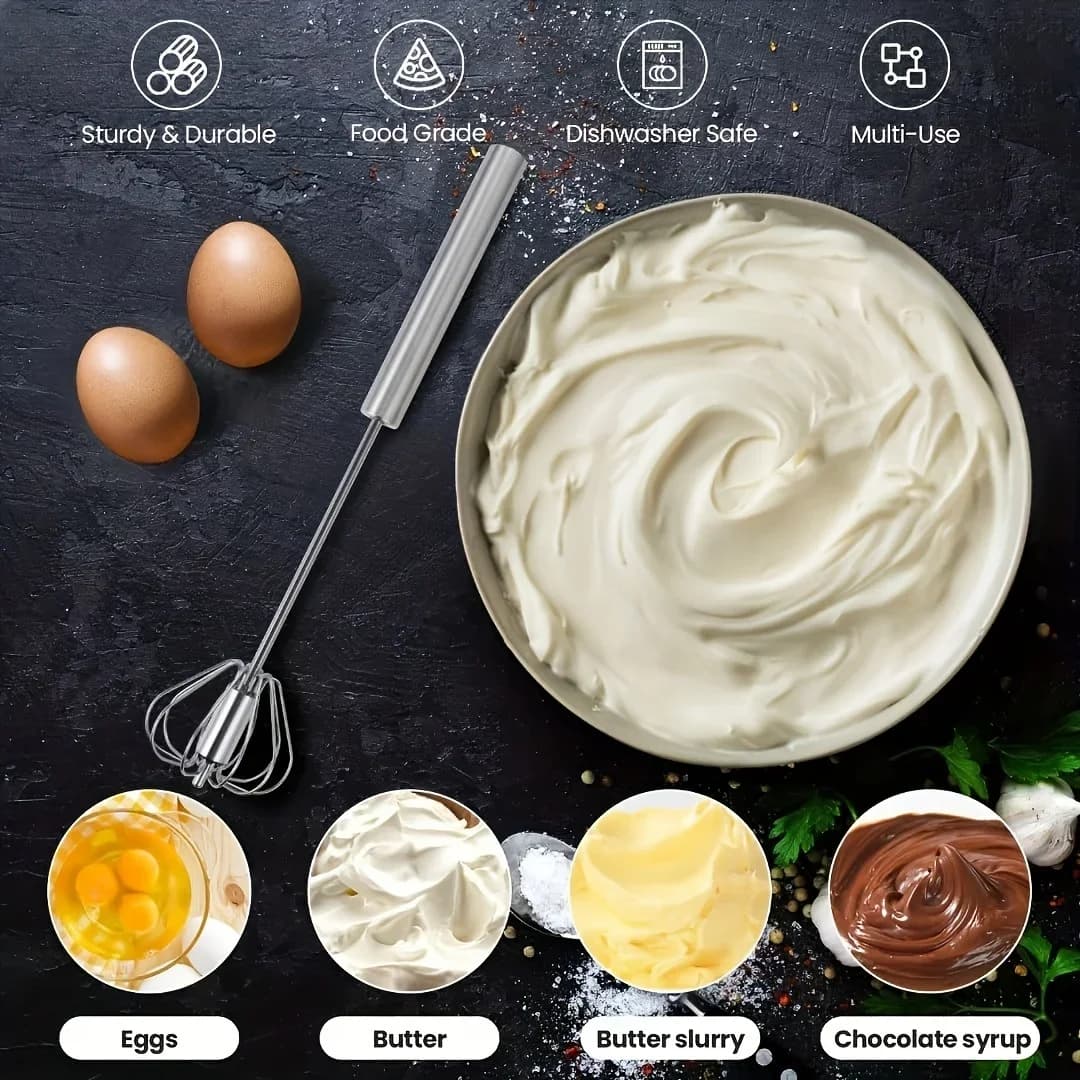 Frusta da cucina semiautomatica in acciaio inox per uova e panna