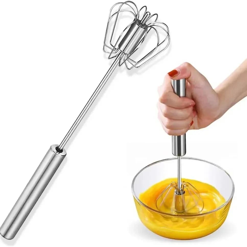 Frusta Sbattiuova Semiautomatica in Acciaio Inox Frullatore Manuale per Uova e Creme da Pasticceria