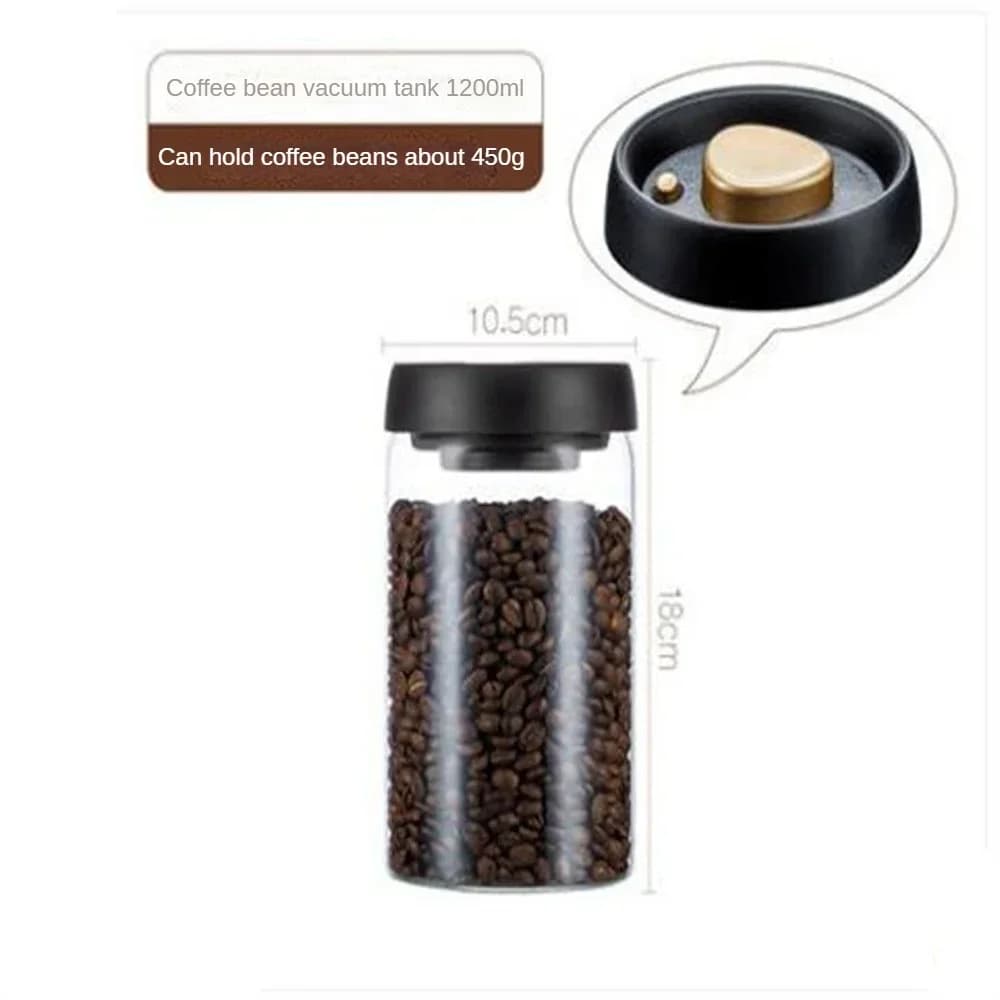 Barattolo Sottovuoto in Vetro per Chicchi di Caffè e Alimenti - Contenitore Ermetico Antiumidità
