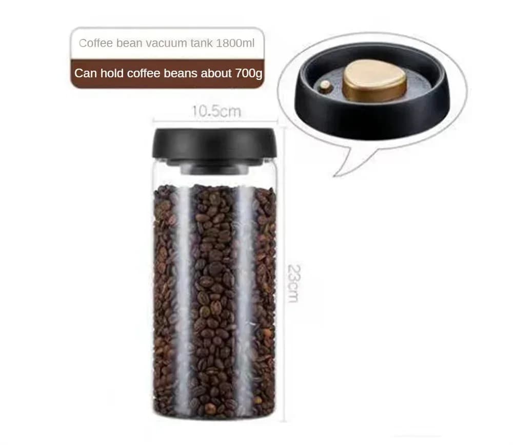 Barattolo Sottovuoto in Vetro per Chicchi di Caffè e Alimenti - Contenitore Ermetico Antiumidità