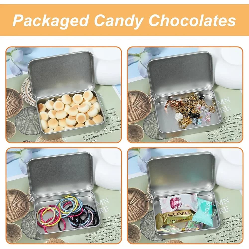 Set da 6 Scatole di Latta con Cerniera Mini Contenitori Portatili in Metallo con Coperchio per Piccoli Oggetti