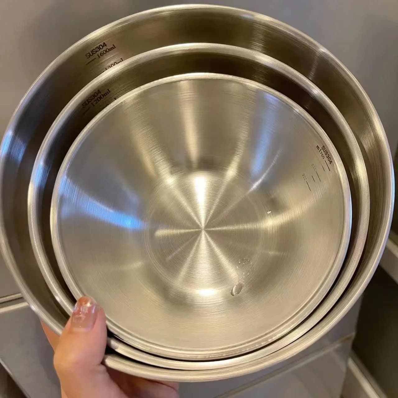 Set da 1-3 ciotole in acciaio inox con scala graduata per cucina e impasti, ciotole capienti per alimenti