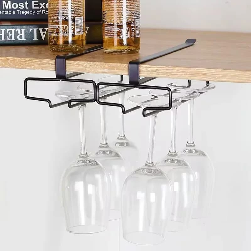 Portacalici Sospeso per Bicchieri da Vino, Supporto per Calici Senza Fori, Scolabicchieri Sottopensile