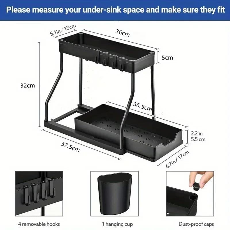 Organizer Estraibile Multistrato, Scaffale Salvaspazio per Spezie Cucina e Sottolavello Bagno