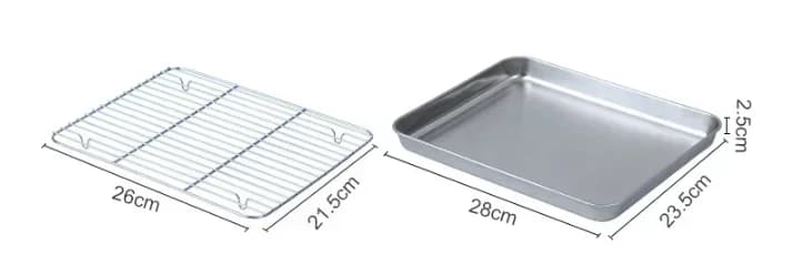 Teglia da Forno in Acciaio Inox con Griglia Rimovibile per Dolci e Barbecue