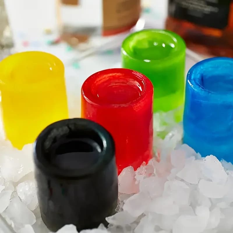 Stampo per Ghiaccio in Silicone a 4 Fori a Pressione, Formine Rotonde per Whisky e Birra