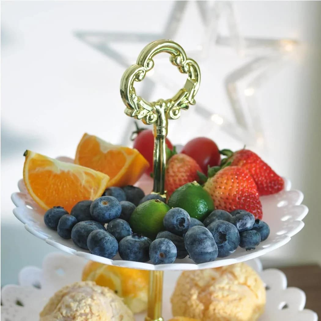 Alzata per Dolci e Frutta a 3 Piani - Vassoio da Portata per Feste, Compleanni e Matrimoni