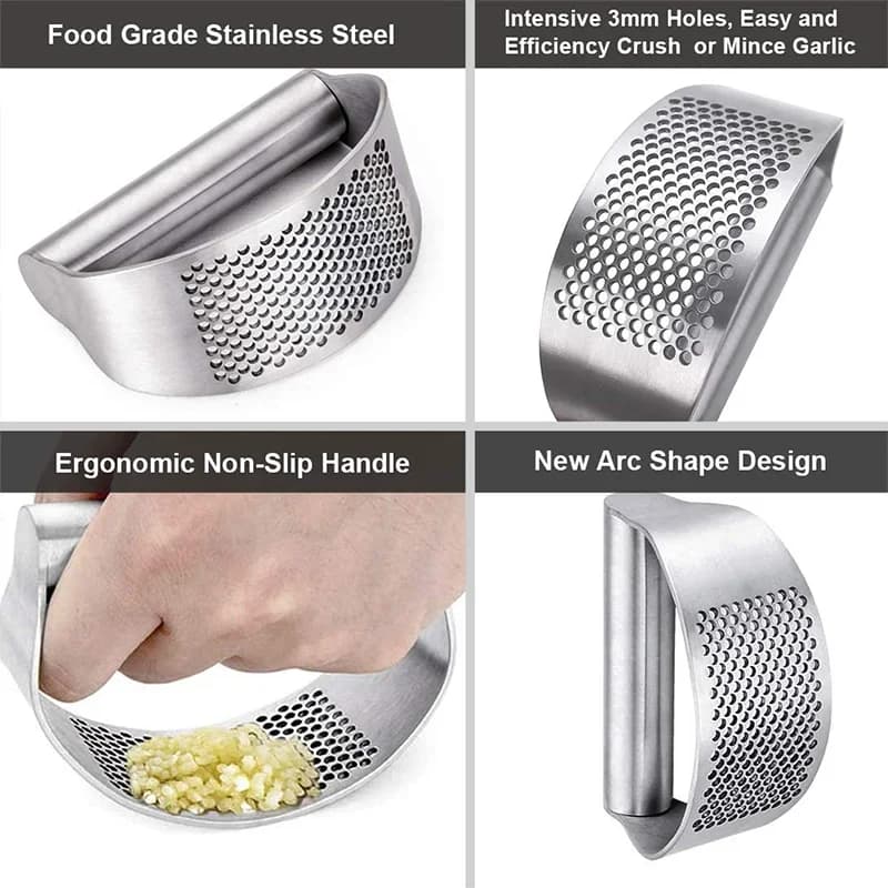 Spremiaglio Manuale a Dondolo in Acciaio Inox per Aglio e Zenzero