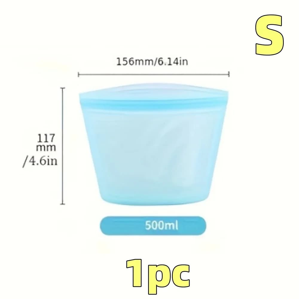 Set Sacchetti Salvafreschezza in Silicone Riutilizzabili 1/3 pz per Frigo e Freezer