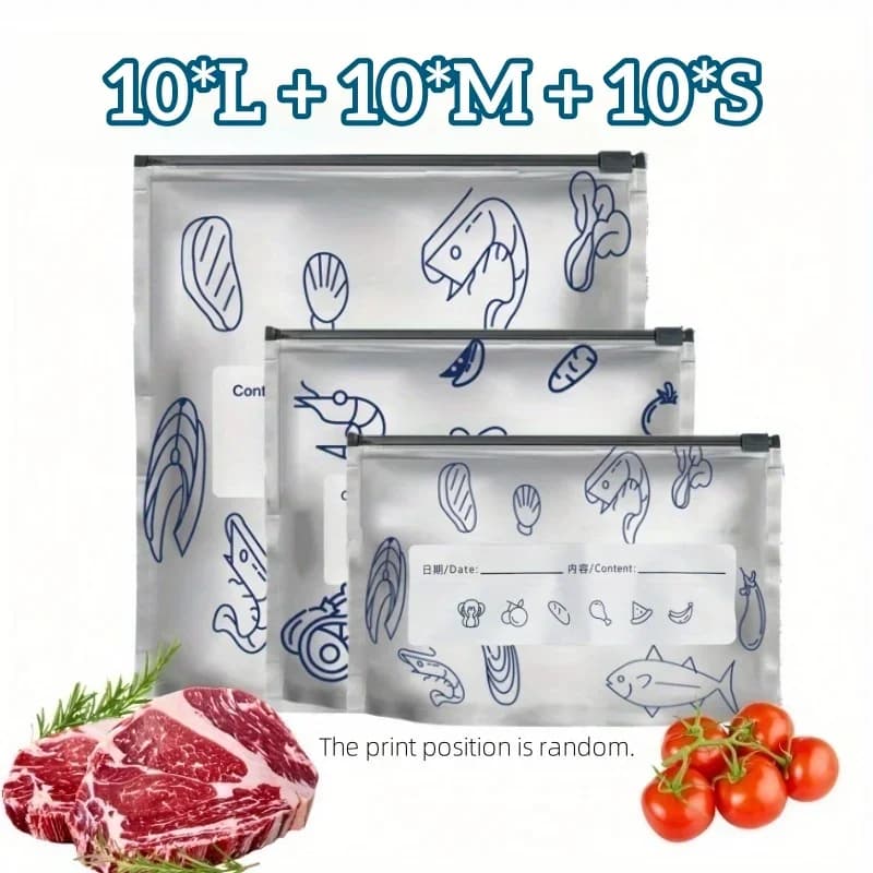 Sacchetti Ermetici in Foglio di Alluminio 10/60 Pz Buste Sigillate per Freezer e Alimenti Antiodore Riutilizzabili