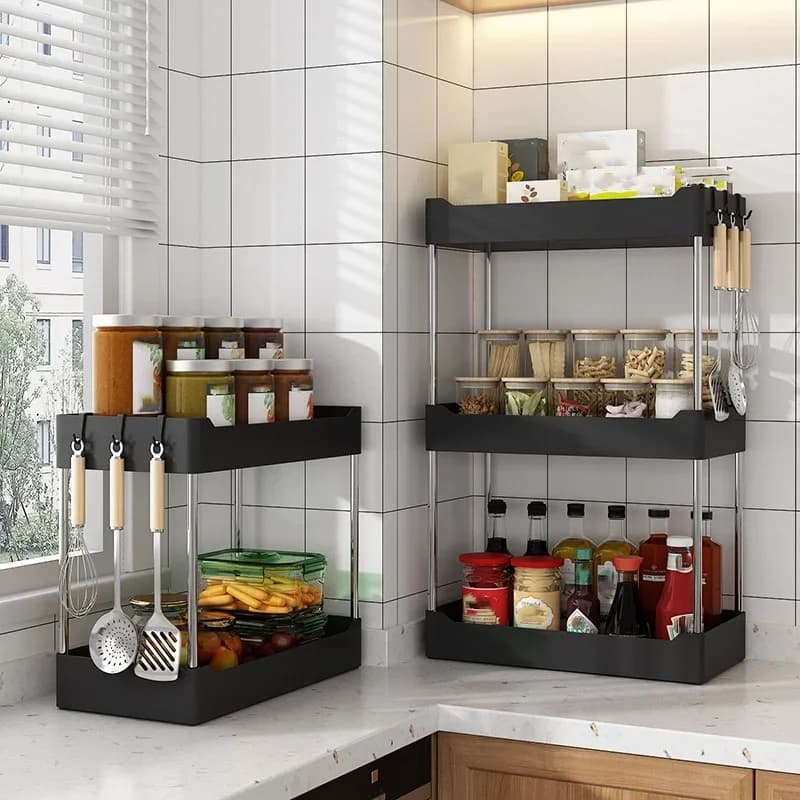 Portaspezie da Piano Cucina Multifunzione - Organizer Angolare Multistrato per Spezie e Utensili