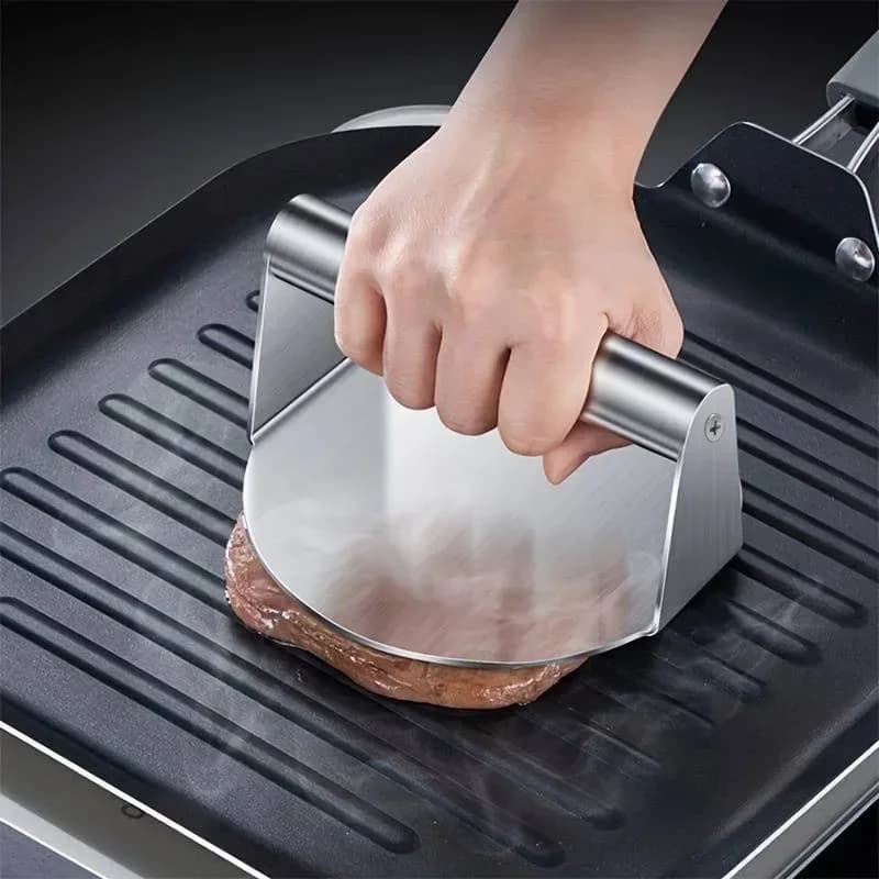 Pressa per smash burger in acciaio inox | Pressa per hamburger resistente e antiaderente per barbecue e cucina