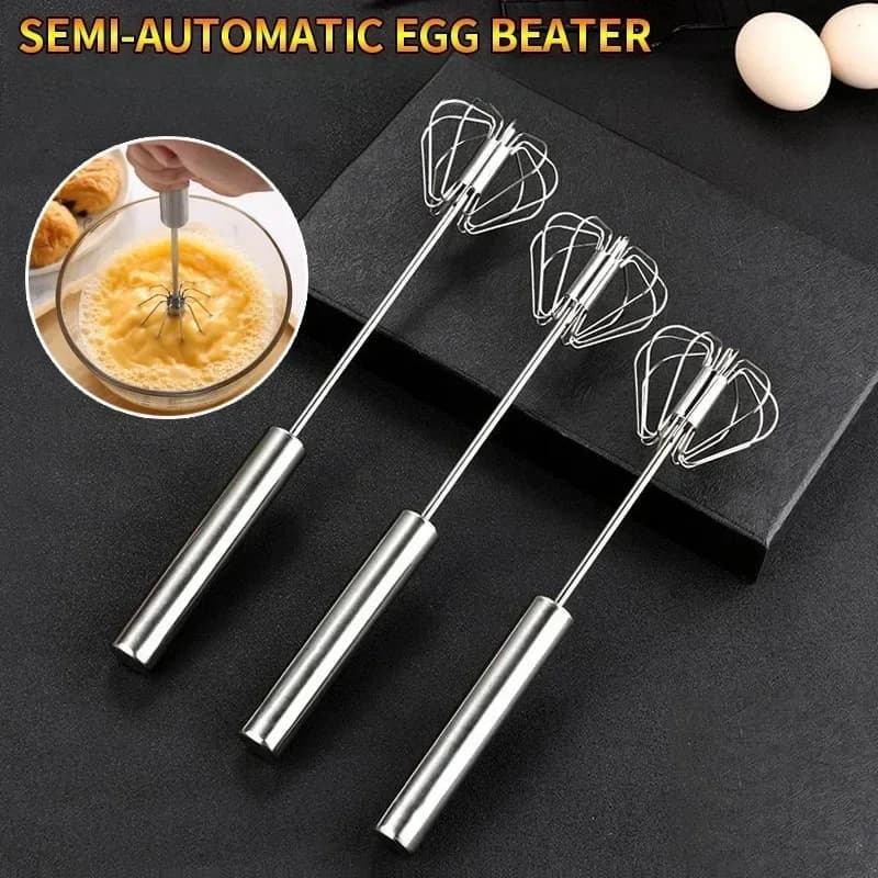 Frusta per Uova Semiautomatica, Sbattitore Manuale Rotante per Crema e Dolci, Utensile da Cucina