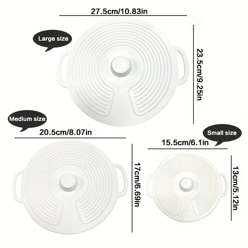 Set 3/6 pz Coperchi in Silicone con Doppio Manico, Termoresistenti e Antischizzo per Pentole e Ciotole