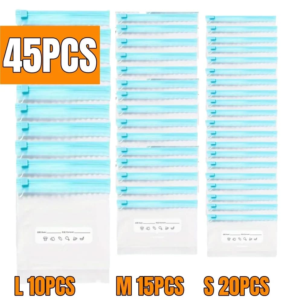 10-90 pz Sacchetti Salvafreschezza con Chiusura Zip per Alimenti ed Esigenze di Freezer