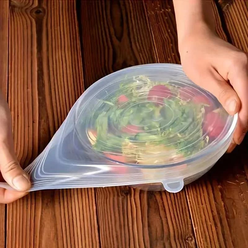 6 Coperchi Elastici in Silicone, Coperture per Ciotole e Alimenti, Riutilizzabili ed Estensibili