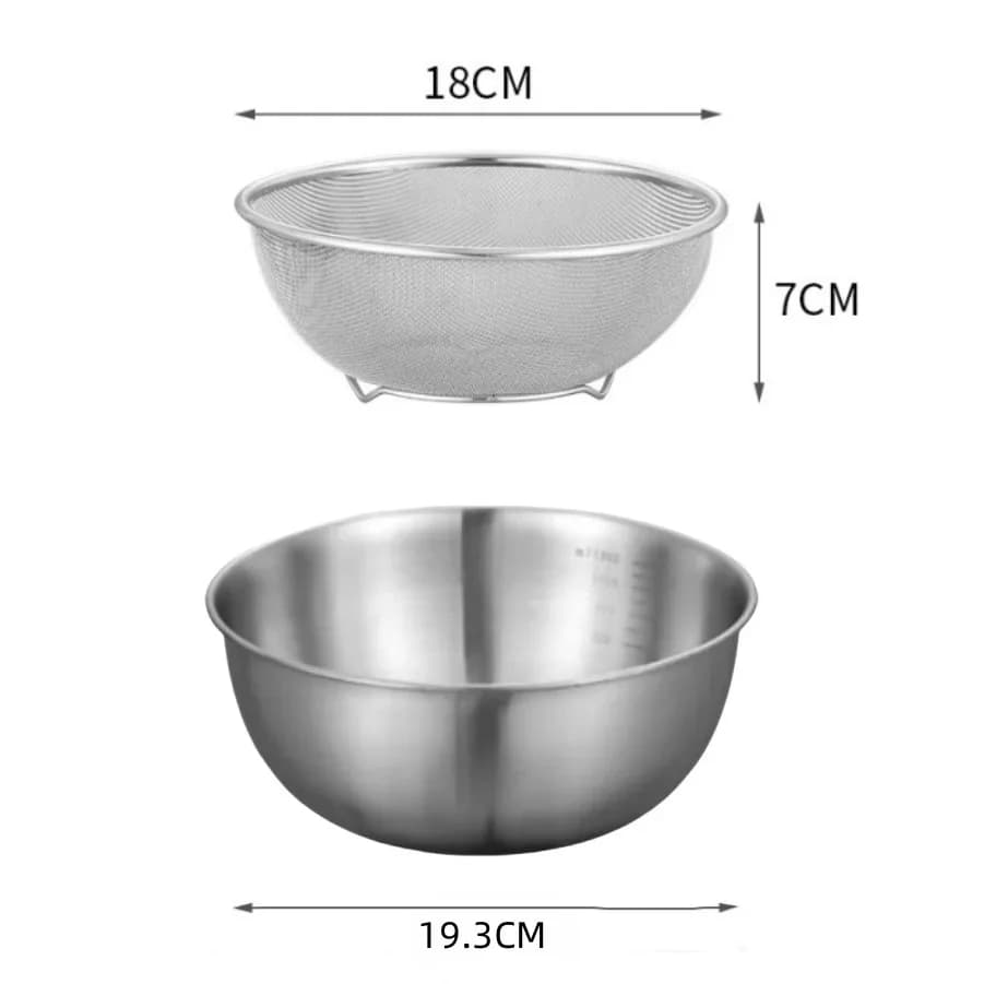Set da 1-3 ciotole in acciaio inox con scala graduata per cucina e impasti, ciotole capienti per alimenti