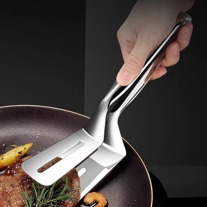 Pinza spatola da cucina a doppio lato in acciaio inox per carne e pesce