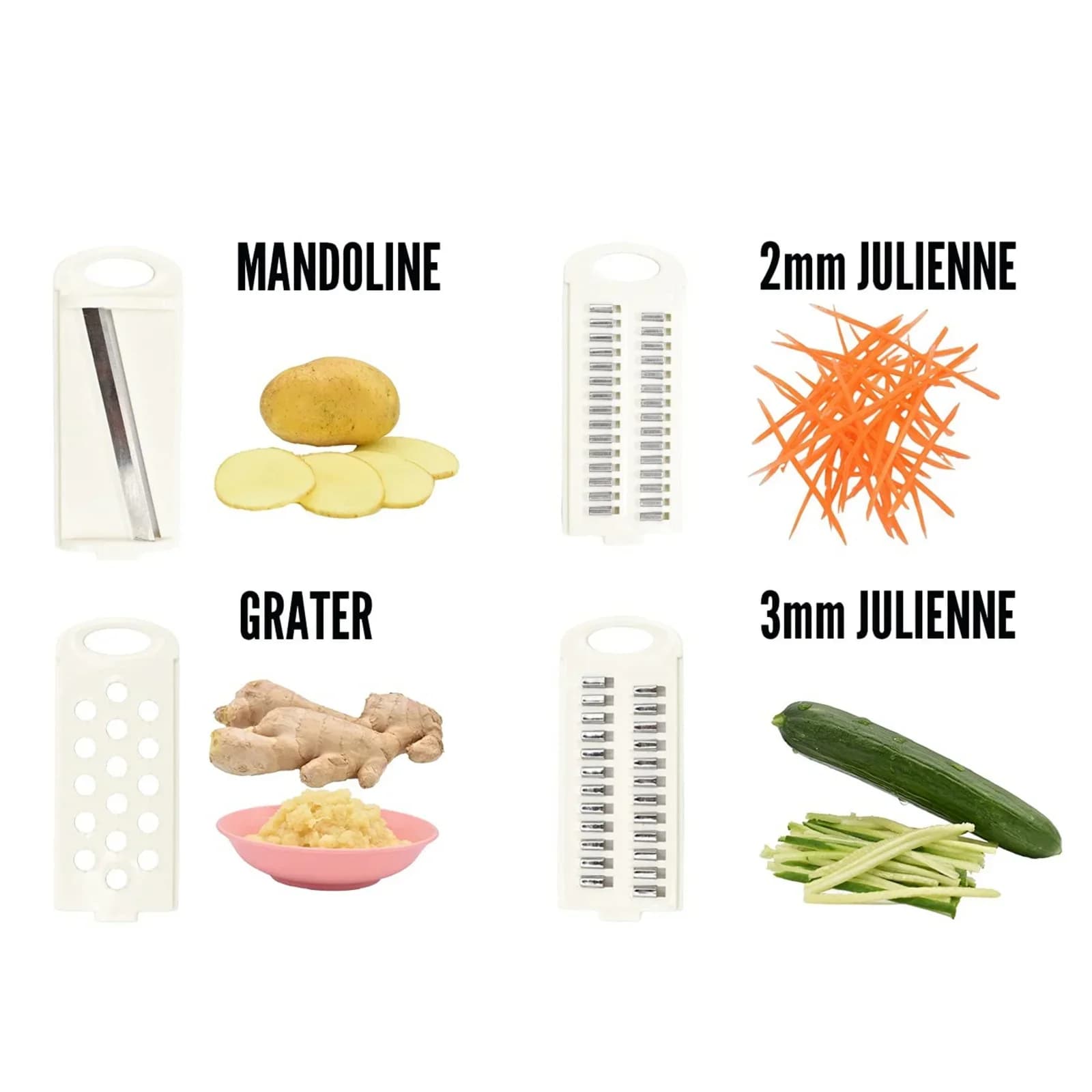 Affettaverdure Multifunzione 5 in 1 Manuale con Grattugia e Taglia Patate