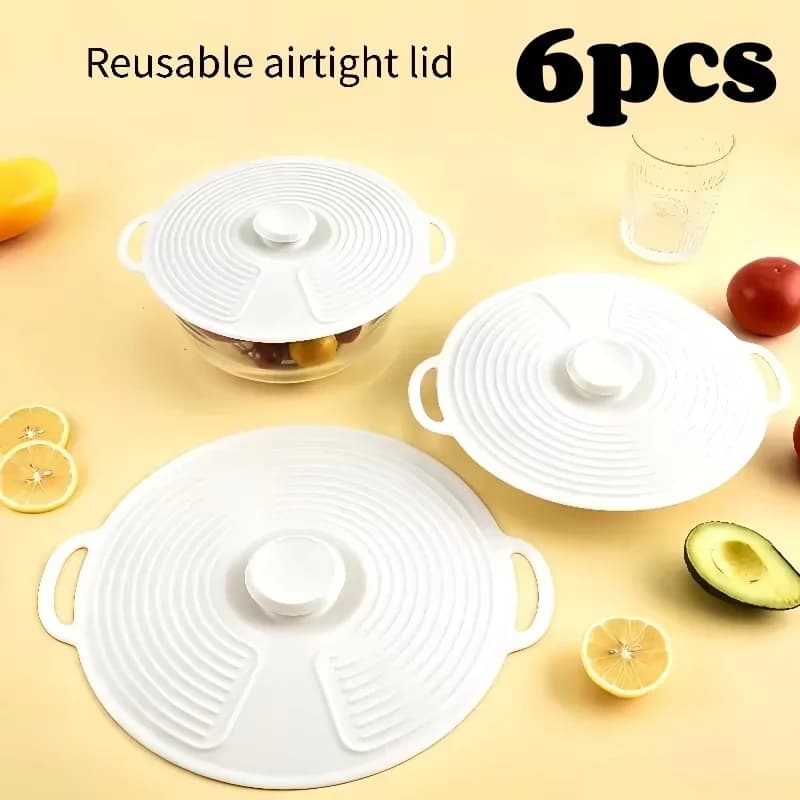 Set 3/6 pz Coperchi in Silicone con Doppio Manico, Termoresistenti e Antischizzo per Pentole e Ciotole