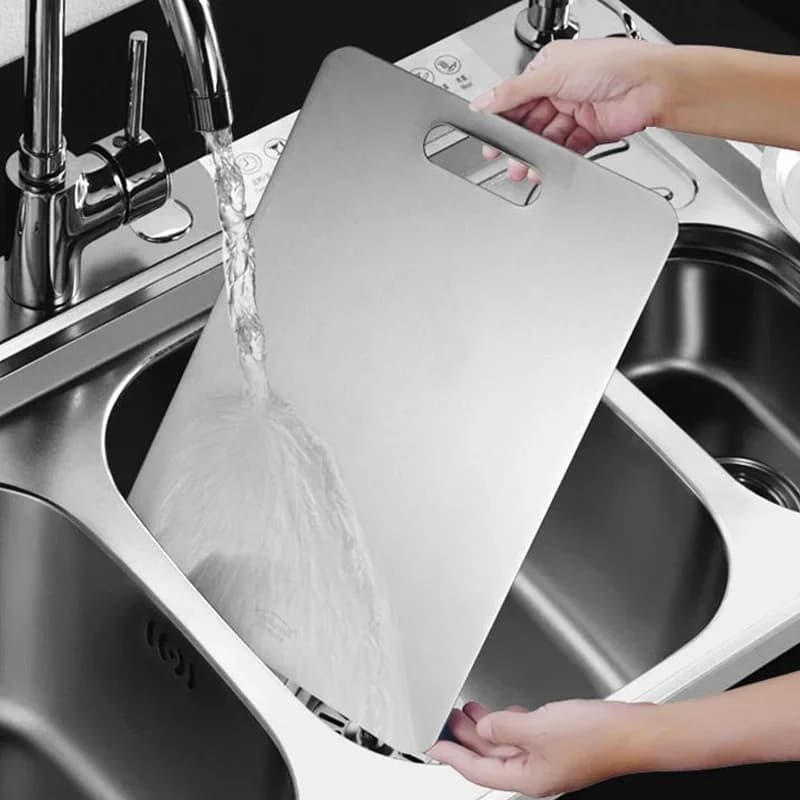 Set 3 Taglieri in Acciaio Inox - Tagliere Bifacciale per Carne, Verdure e Impasti