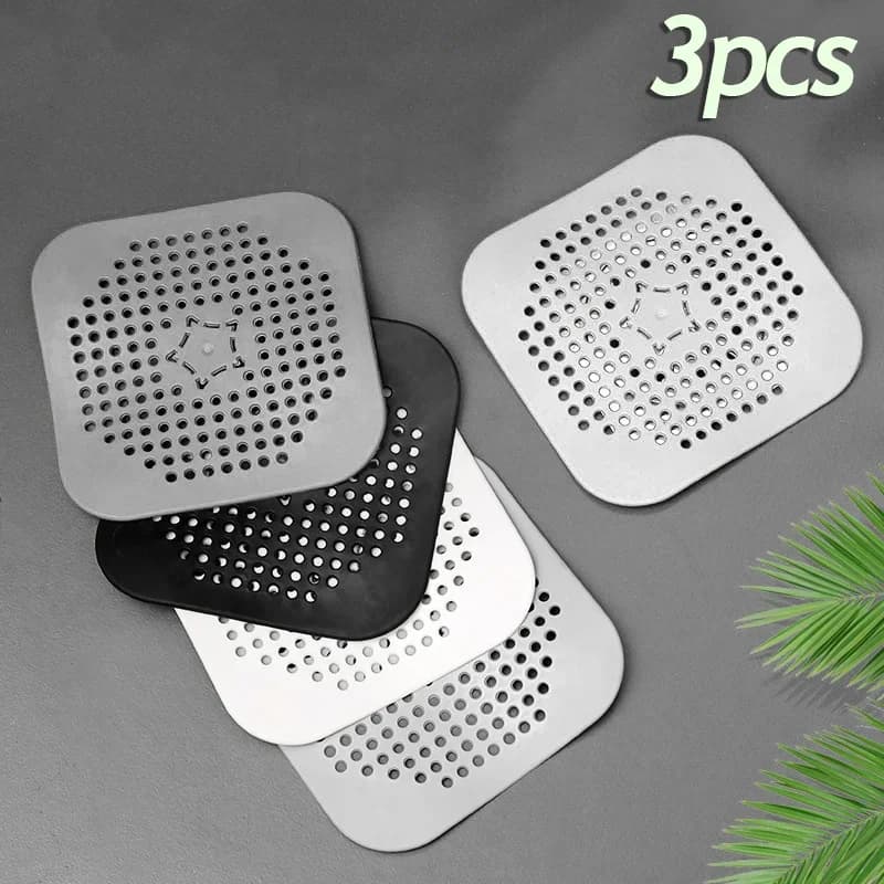 Set 3 filtri raccogli capelli in silicone per lavello, doccia e vasca