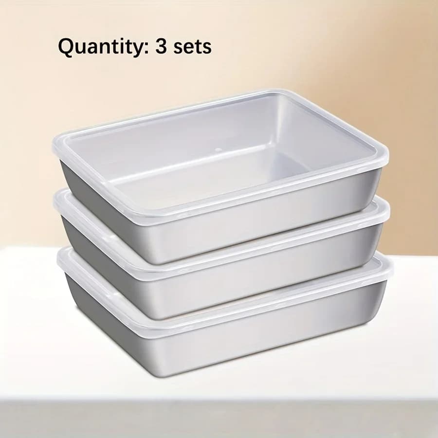 Set da 3 Contenitori per Alimenti in Acciaio Inox - Ermetici Senza BPA per Frigorifero e Dispensa