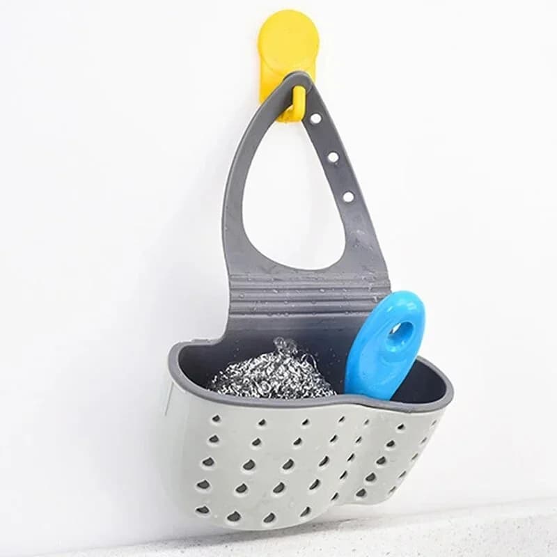 Cestino di Scarico per Lavello da Cucina - Porta Spugna e Sapone Regolabile da Appendere