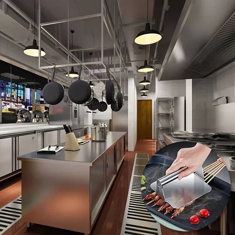 Pressa per smash burger in acciaio inox | Pressa per hamburger resistente e antiaderente per barbecue e cucina