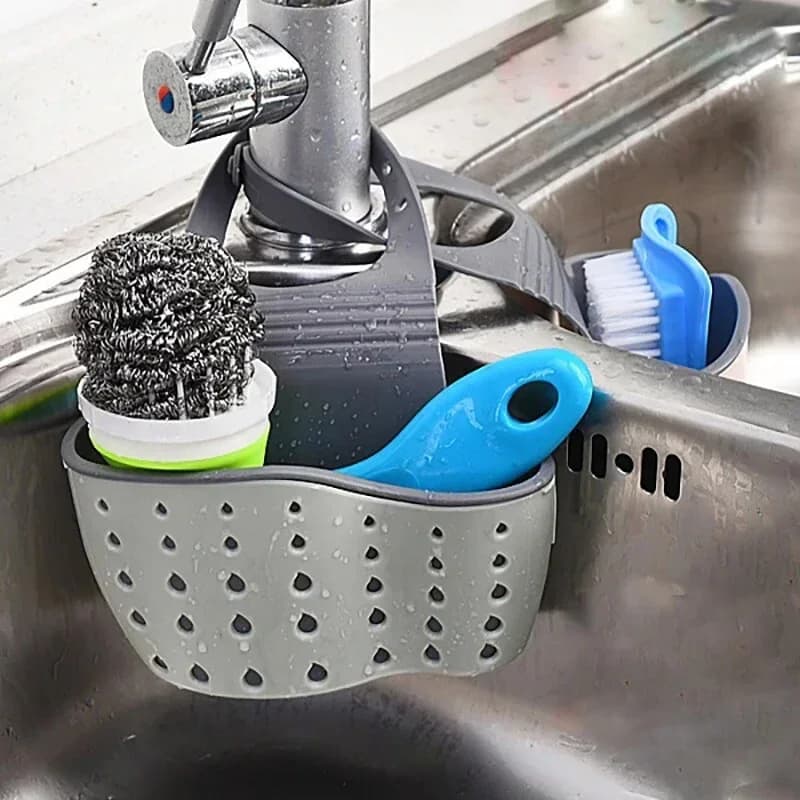 Cestino di Scarico per Lavello da Cucina - Porta Spugna e Sapone Regolabile da Appendere