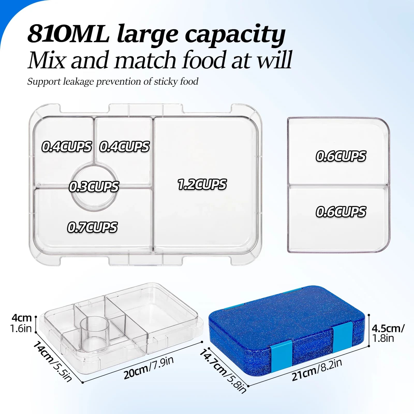 Portavivande Ermetico Bento Box per Microonde con Posate per Scuola e Ufficio
