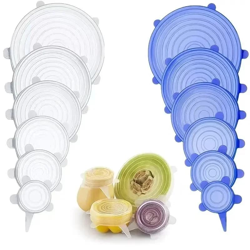 6 Coperchi Elastici in Silicone, Coperture per Ciotole e Alimenti, Riutilizzabili ed Estensibili