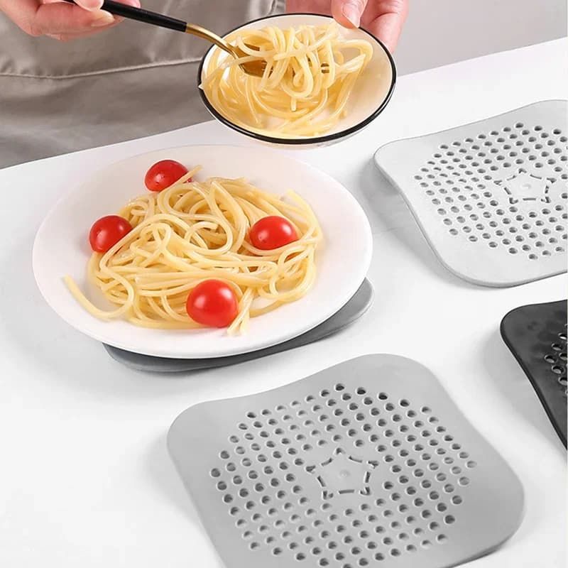 Set 3 filtri raccogli capelli in silicone per lavello, doccia e vasca