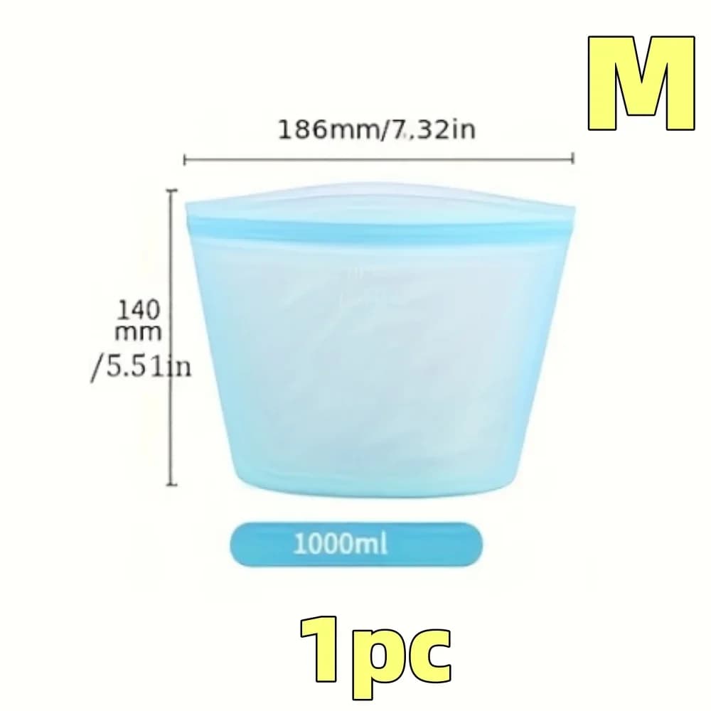 Set Sacchetti Salvafreschezza in Silicone Riutilizzabili 1/3 pz per Frigo e Freezer