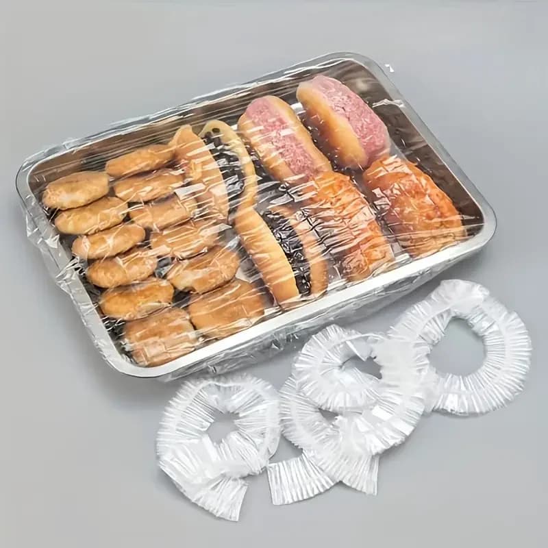 50 Cuffie Salvafreschezza Elastiche Riutilizzabili in PE - Coperchi Estensibili per Alimenti