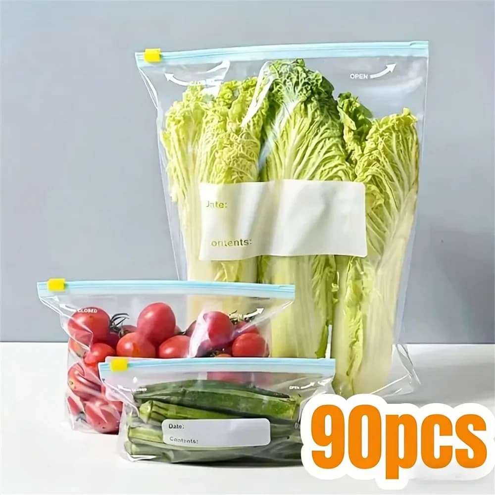 10-90 pz Sacchetti Salvafreschezza con Chiusura Zip per Alimenti ed Esigenze di Freezer