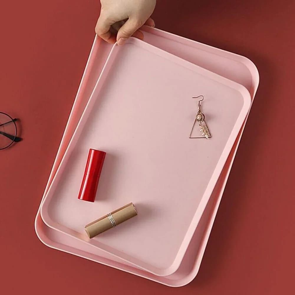 Vassoio da Portata Rettangolare in Plastica Antiscivolo e Antigraffio per Cibo, Tè, Frutta e Dolci