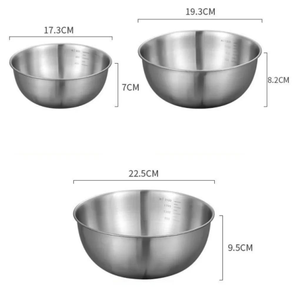 Set da 1-3 ciotole in acciaio inox con scala graduata per cucina e impasti, ciotole capienti per alimenti