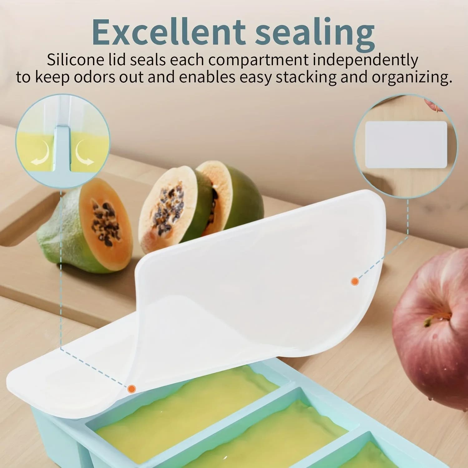 Set Stampi per Cubetti di Ghiaccio Rettangolari con Coperchio (1/4 pz) - Vaschette Impilabili