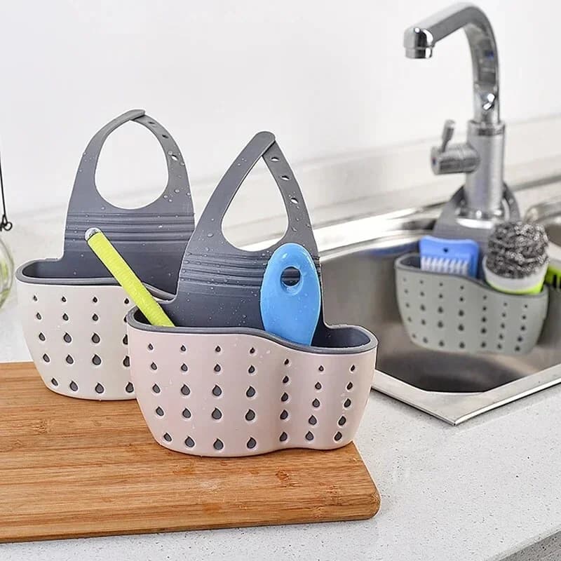 Cestino di Scarico per Lavello da Cucina - Porta Spugna e Sapone Regolabile da Appendere