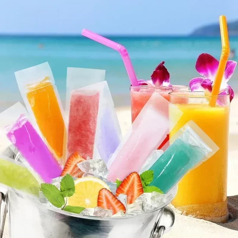 Sacchetti Usa e Getta Trasparenti per Ghiaccioli 50/100/200 pz, Stampi per Succhi, Yogurt e Gelati