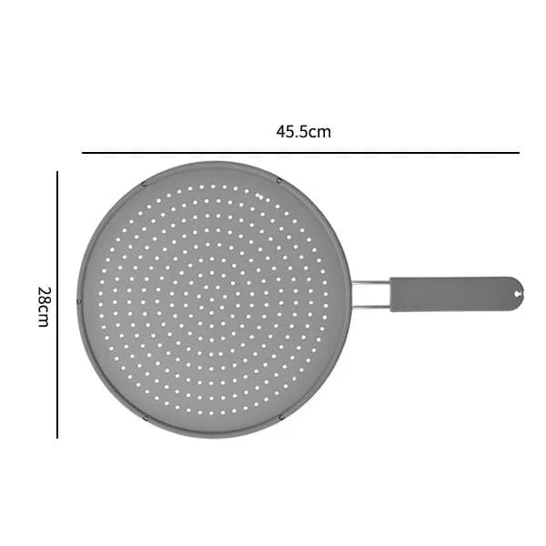 Paraschizzi da cucina in silicone con manico, coperchio paraolio termoresistente per padelle